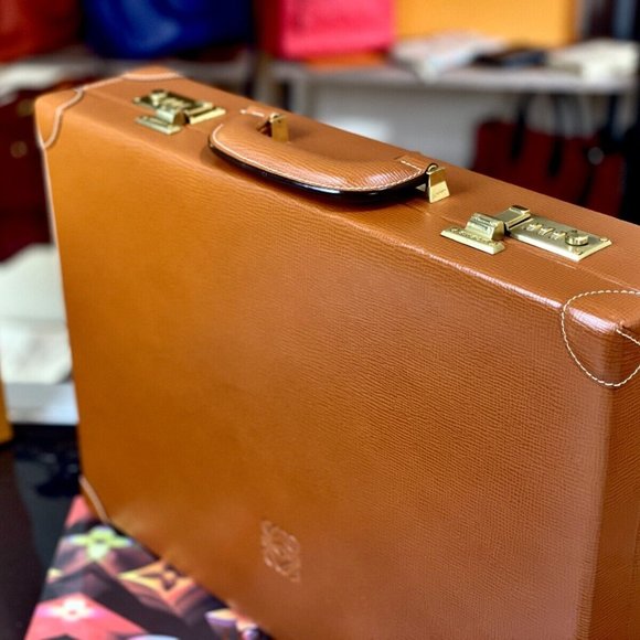 Loewe Bags Loewe Tan Leather Briefcase Hard Case Combination Locks